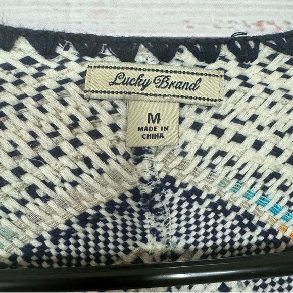 Lucky Brand Fringe Tribal‎ size medium open front popover cardigan - Picture 9 of 10